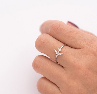 Кольцо "Самолетик" из белого золота к06334 №3