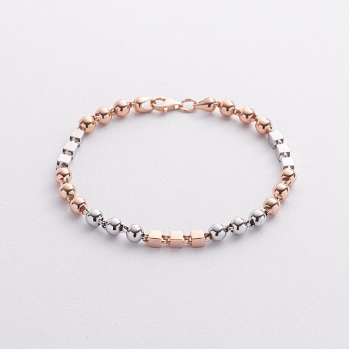 Золотой браслет "Кубики - шарики" б05104