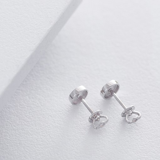 Гвоздики в белом золоте Круг (плоские) с05886 2