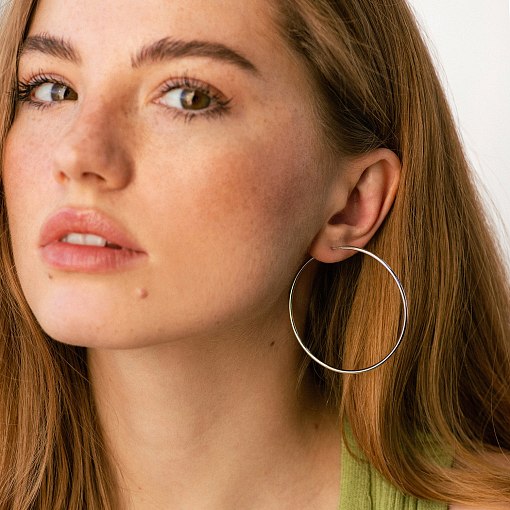 Серьги - кольца в белом золоте (5.3 см) с08532 11