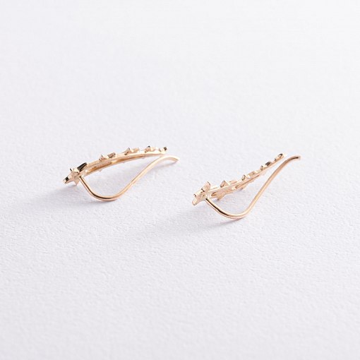 Серьги - клаймберы "Звездочки" в желтом золоте с07392 8