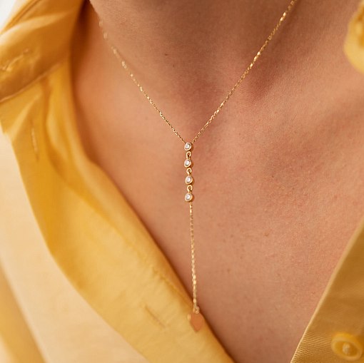 Колье из желтого золота с фианитами кол01784 3