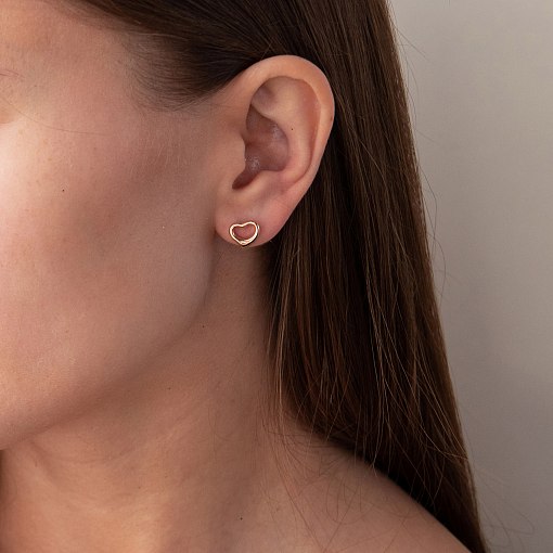 Золотые серьги - пусеты "Сердечки" с07542 3