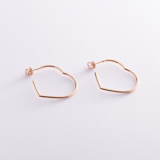 Золотые серьги - пусеты "Сердечки" с07961 4