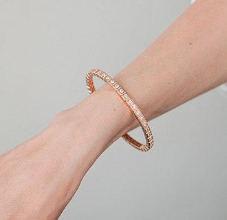 Жесткий золотой браслет "Кубики" (фианиты) б05616 №6