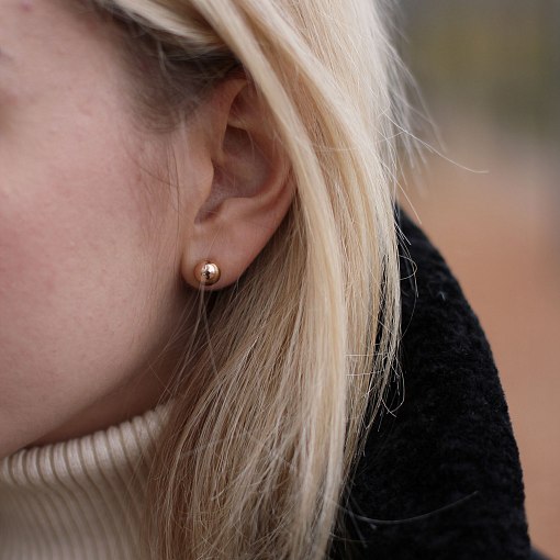 Золотые серьги - пусеты "Шарики" (0.8 см) с06957 3