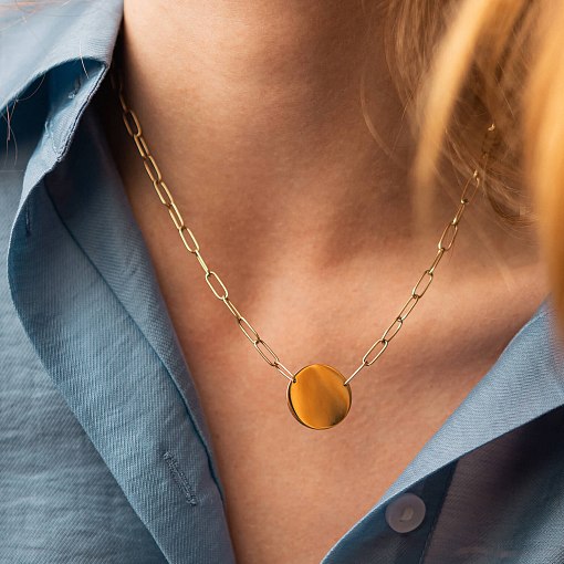 Кольє з монеткою для гравіювання (жовте золото) кол02394 8