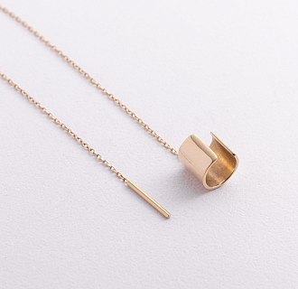 Серьга - каффа с цепочкой (желтое золото) с09446 №3