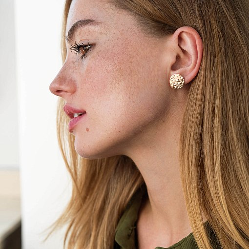 Серьги - пусеты "Теона" в красном золоте с07799 3