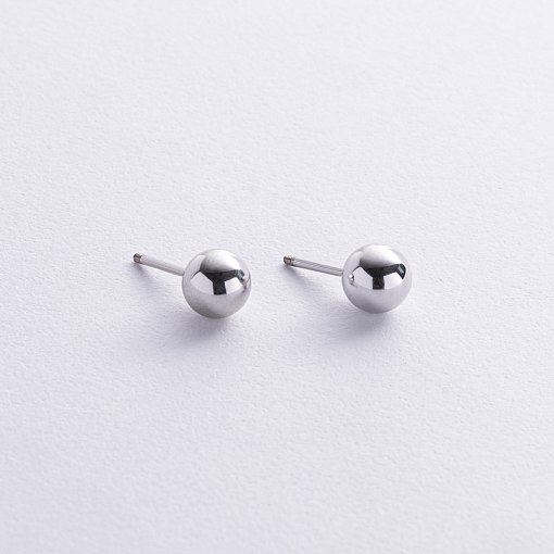 Серьги - пусеты "Шарики" в белом золоте (0.8 см) с06223