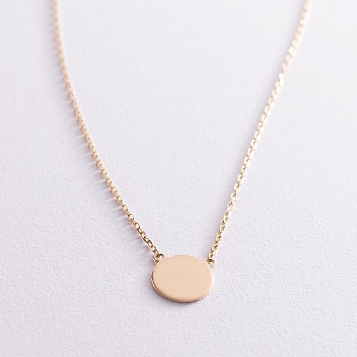 Колье "Монетка" в желтом золоте (возможна гравировка) кол02041 4