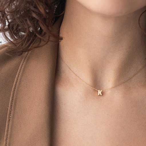 Колье с буквой "Е" в желтом золоте кол01164Е 8