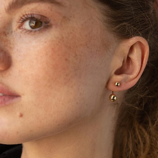 Серьги "Шарики" в желтом золоте с08424 4