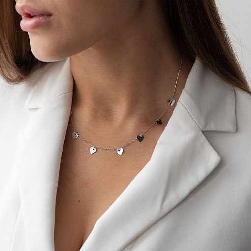 Колье "Сердечки" в белом золоте кол01450 4