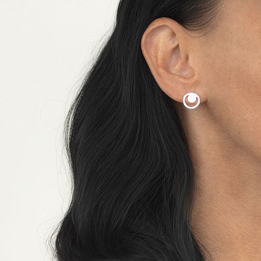 Серьги - пусеты "Искренность" в белом золоте с06978 5