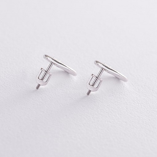 Серьги - пусеты "Удача" в белом золоте (фианиты) с06915 4