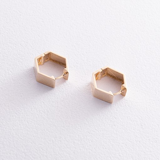 Серьги "Шестиугольники" в желтом золоте с08393 3