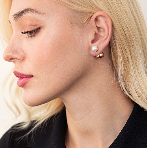 Золотые серьги "Шарики" с жемчугом с03441 3