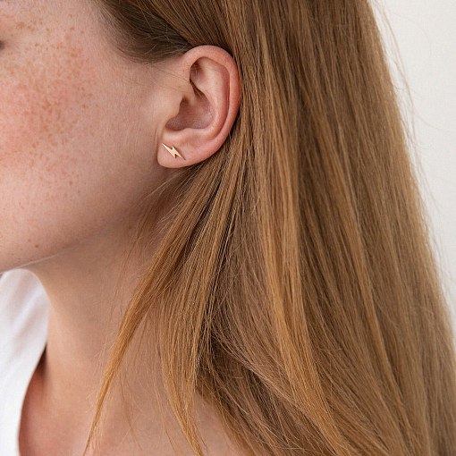 Золотые серьги - пусеты "Молнии" с07923 2