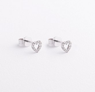 Золотые серьги - пусеты "Сердечки" с бриллиантами сб0673ca №3