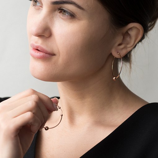 Серьги - кольца Гармония в красном золоте с06693 2