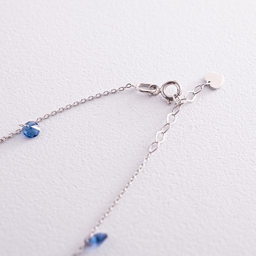 Браслет "Украинка" в белом золоте (синие и желтые фианиты) б05119 7