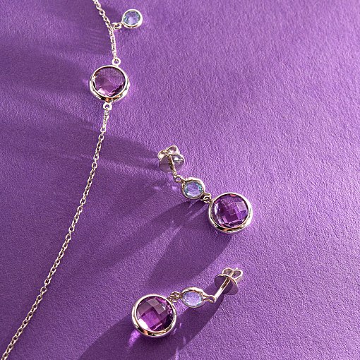 Золоте кольє (аметист, топаз) кол01858 3