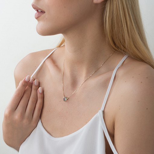 Кольє з топазом в жовтому золоті кол01340 6