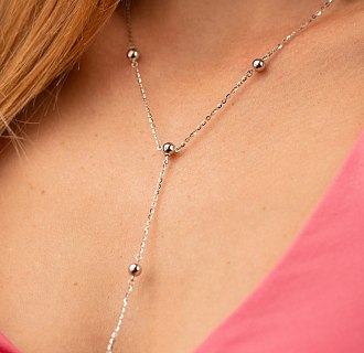 Колье 2 в 1 "Шарики" в белом золоте кол02480 №4