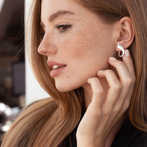 Серьги "Шарлотта" в белом золоте с08009 4