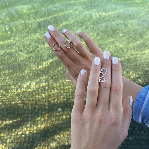 Серьги - пусеты "Клевер" (красное золото) с06965 4