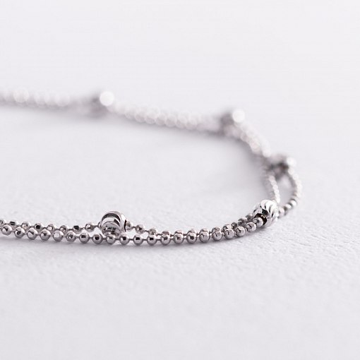 Двойной браслет "Шарики" в белом золоте б04757 3