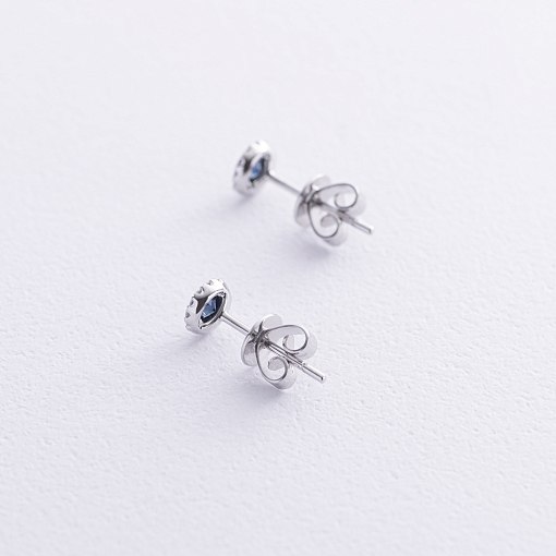 Золотые серьги - пусеты (бриллианты, сапфиры) сб0497gm 4