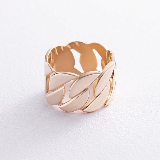 Широкое кольцо "Элизабет" в желтом золоте к07357