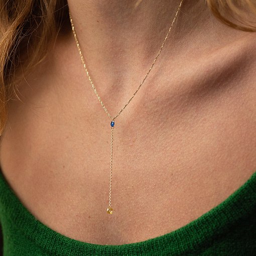 Колье - галстук "Кольори свободи" в желтом золоте (фианиты) кол02339 4