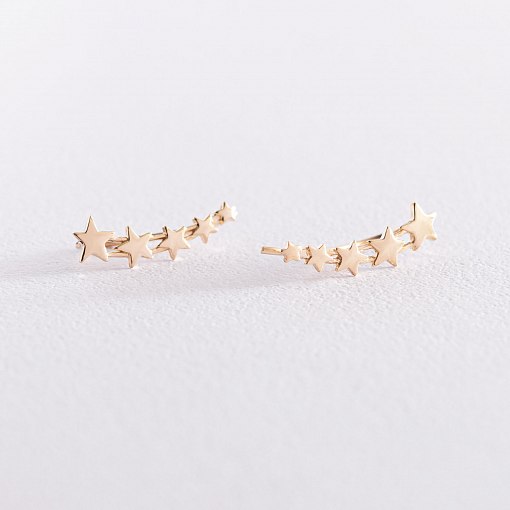 Серьги - клаймберы "Звездочки" в желтом золоте с07392 6