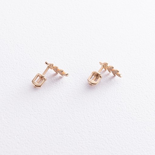 Серьги - пусеты "Веточки" в желтом золоте с08485 3