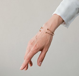 Жесткий браслет "Шарики" (желтое золото) б05593 №6