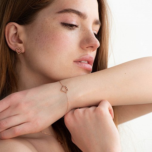 Золотой браслет "Влюбленное сердце" б04464 2