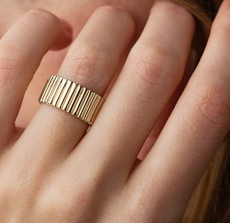 Широкое кольцо "Энид" в желтом золоте к07359 №7