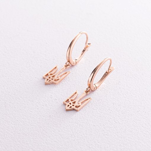 Серьги "Герб Украины - Тризуб" в красном золоте с07948 4