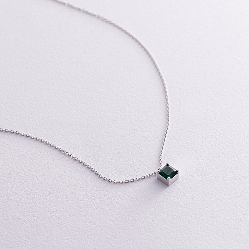 Золотое колье "Альма" (зеленый фианит) кол02370 7