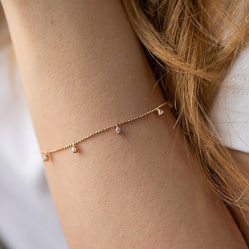 Браслет в красном золоте (фианиты) б04186 2