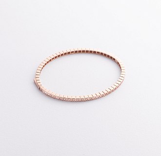 Жесткий золотой браслет "Кубики" (фианиты) б05611 №4