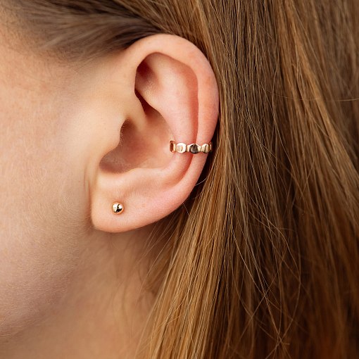 Серьга - каффа "Грани" в красном золоте с07910 4