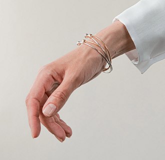 Жесткий браслет "Шарики" (желтое золото) б05593 №4