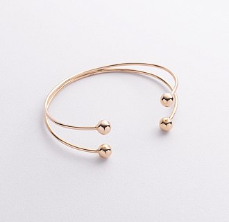 Жесткий браслет "Шарики" (желтое золото) б05593 №3