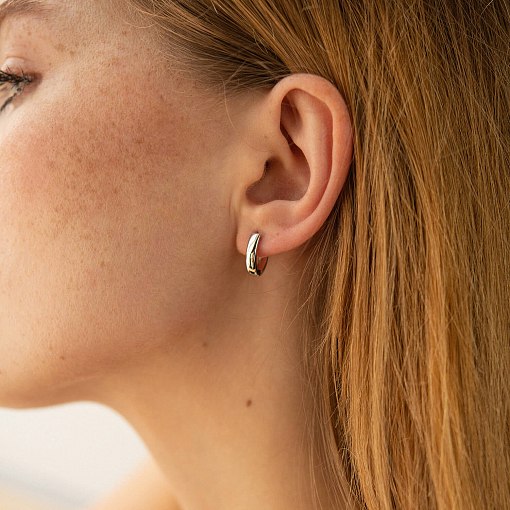 Серьги - кольца в белом золоте (овальные) с08108 2