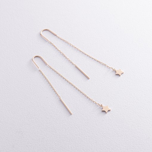 Серьги - протяжки "Звездочки" в желтом золоте с08334 2