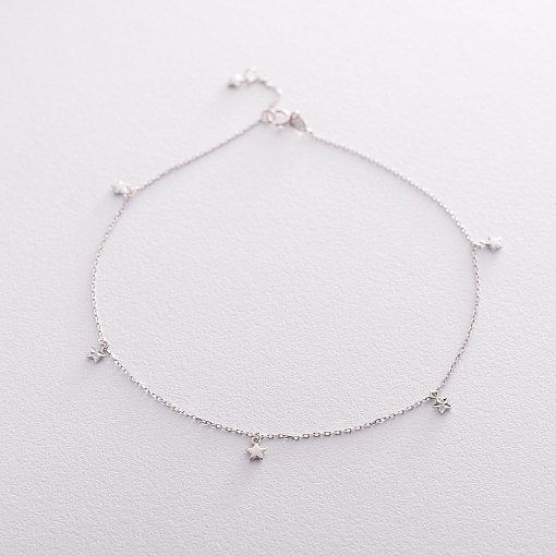 Браслет из белого золота Звездочки на ногу б04216